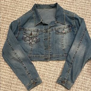 CREST Stylish Blue Denim Jacket with Embellishments SZ 2X
